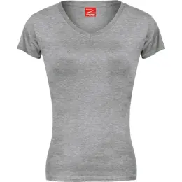 FWRD Ladies Fitted V-Neck T-Shirt Grey Melange Front
